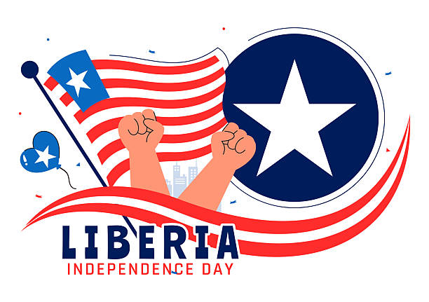istock Happy Liberia Independence Day Vector Illustration on July 26 Featuring a Waving Flag and Ribbon in a National Holiday Flat Cartoon Background Design 2215812680