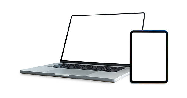 istock Smart devices tablet and laptop with blank screen isolated on white background 2215813233