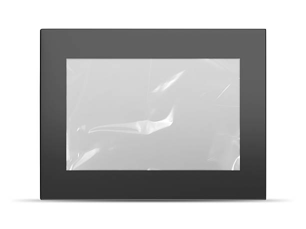 istock Paper window box mockup, transparent plastic box with cellophane window, mock up template on isolated white background, 3d illustration 2215814914