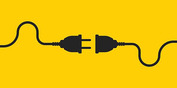ilustraciones, imágenes clip art, dibujos animados e iconos de stock de icono de toma de corriente en estilo plano. ilustración vectorial de conexión y desconexión sobre fondo aislado. concepto de negocio de letreros de adaptador de cable. - enchufe