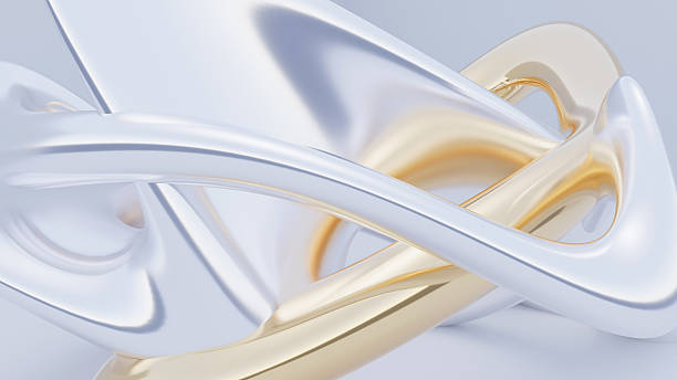 istock Fluid liquid chrome and golden shapes abstract background. 2215819601