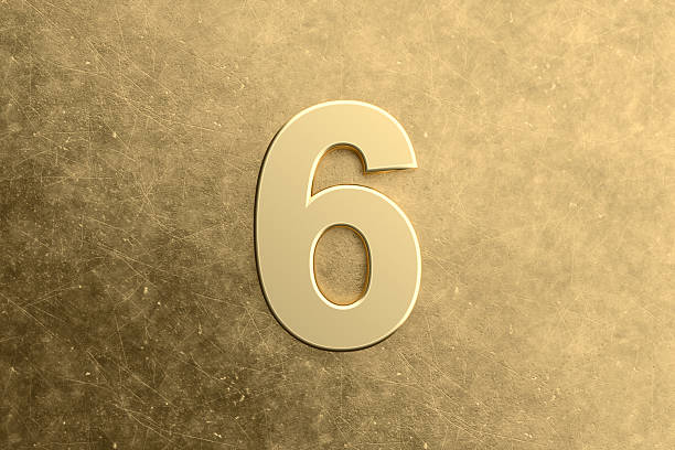 istock Golden number six standing on a scratched gold background 2215823781