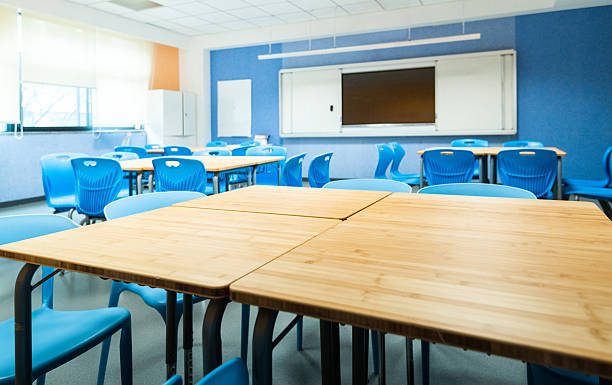 istock Interior views of tidy classroom in a school 2215826528