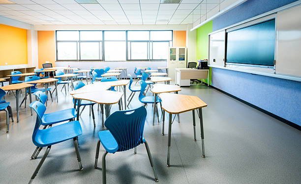 istock Interior views of tidy classroom in a school 2215826550