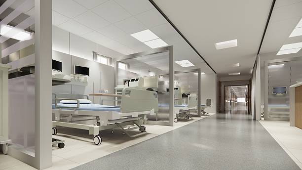 istock Modern Luxury Hospital Room Interior With Empty Bed, Armchair.Modern operation room.Modern operation room. 2215826876