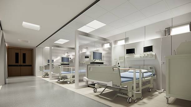 istock Modern Luxury Hospital Room Interior With Empty Bed, Armchair.Modern operation room.Modern operation room. 2215826902