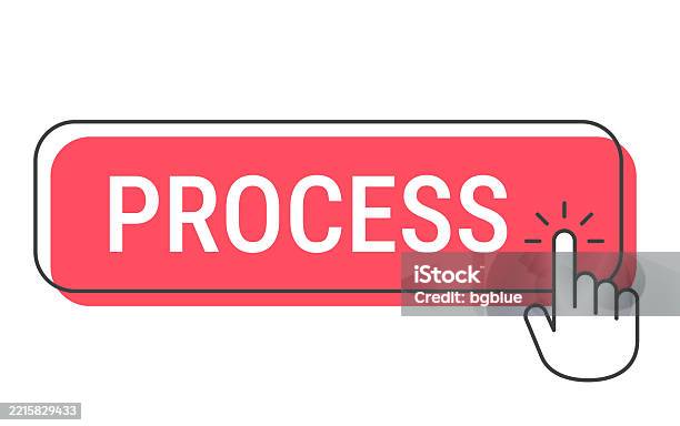 Click Function In Processing Button Process Click Button With Hand Cursor On White Background Stock ...