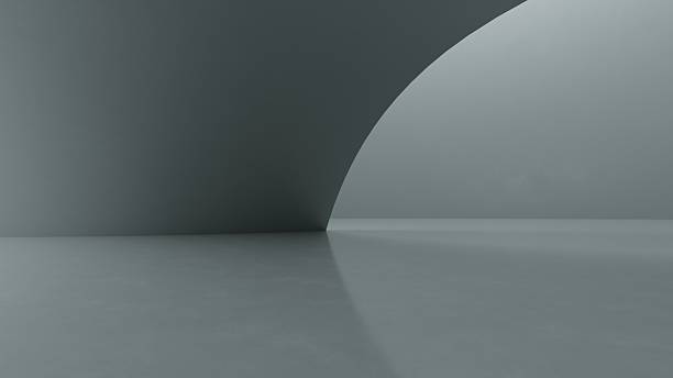 istock Abstract architectural space with empty concrete floor, Geometric in dark sci-fi interior design, 3d rendering background 2215831436