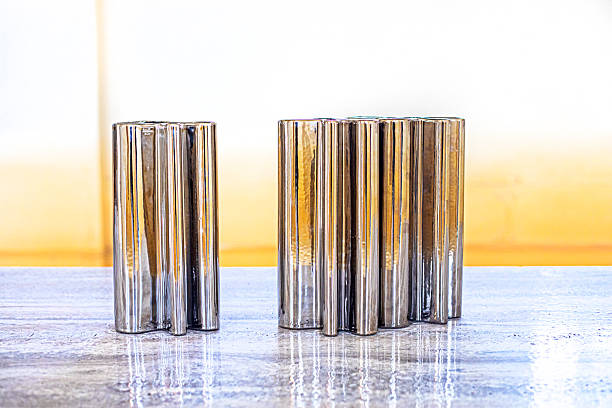 stylish material lamps on the table in the interior