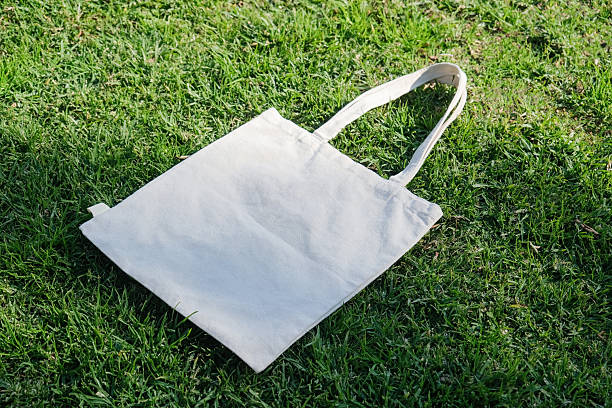 istock Canvas tote bag lying on green grass outdoor 2215844734