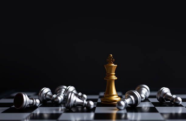 istock king chess piece stand in front of pawn on black background 2215848174