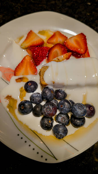 istock Delicious desserts with strawberries and blueberries 2215848449