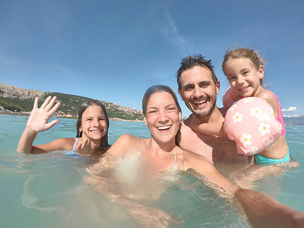 Young family enjoying vacation