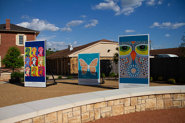 May 12, 2025, Tahlequah, Oklahoma. Cherokee Cultural Pathway.  A sidewalk with beatuiful art,  betwen the  Cherokee National History Museum and  the Cherokee Prison museum.