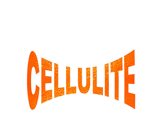 Cellulite, a word made from orange peel. White background. copy space
