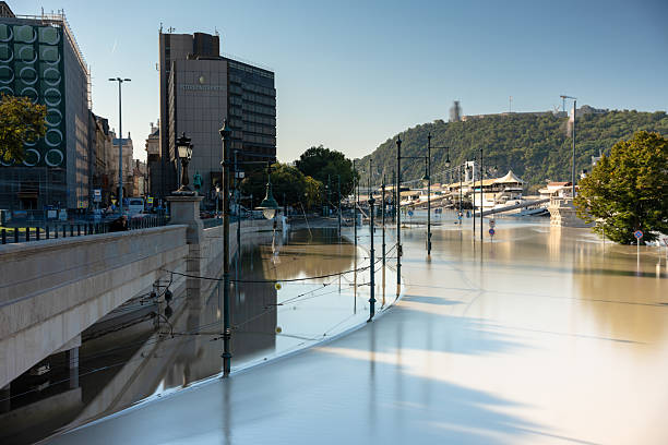 Budapest, Hungary - September 21, 2024: Hotel InterContinental square flooded in Budapest