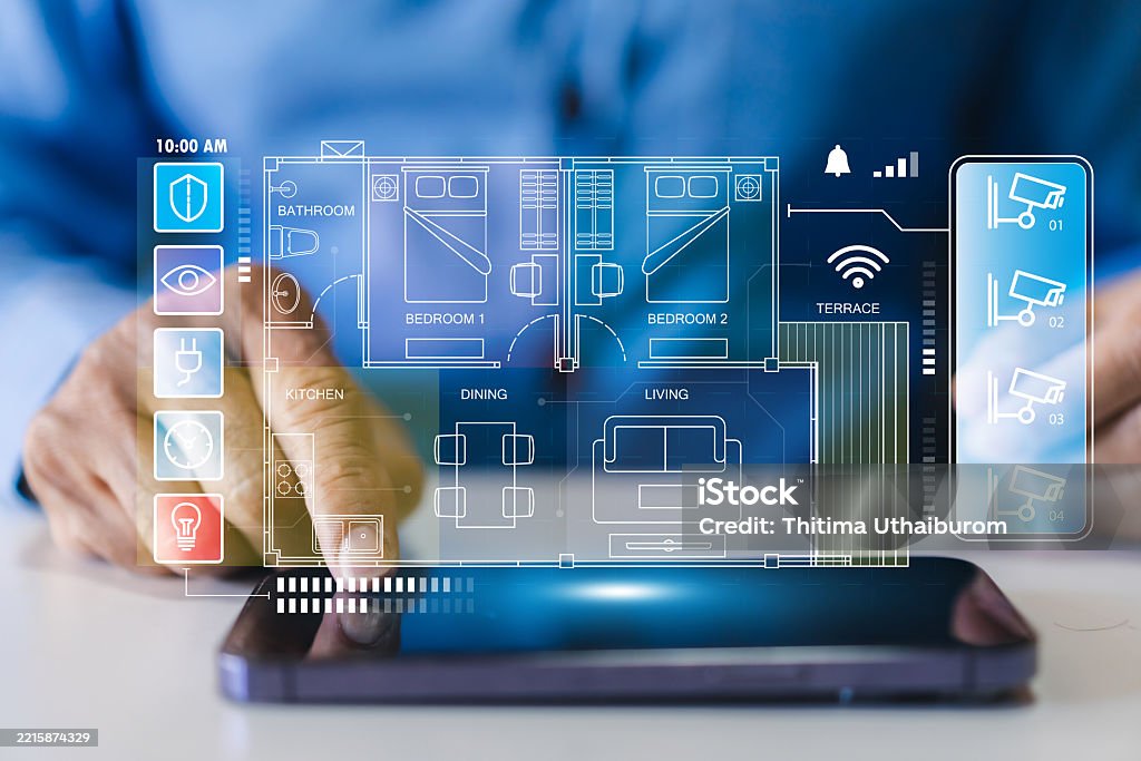 Smart Home Device Control Smart Home Technology Interface On Smartphone Home Iot Control Panel ...