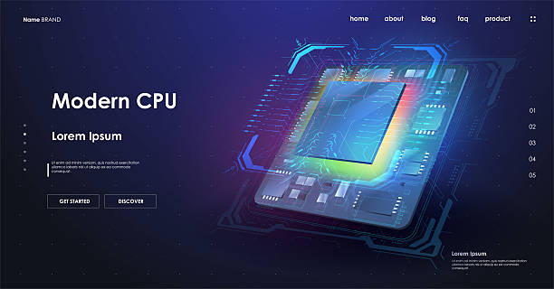Quantum computer database concept. Modern CPU illustration . Central Computer Processors. Futuristic microchip processor. Tech Futuristic Template. Digital chip with HUD elements. Quantum computer database concept. Modern CPU illustration . Central Computer Processors. Futuristic microchip processor. Tech Futuristic Template. Digital chip with HUD elements. processor cores stock illustrations