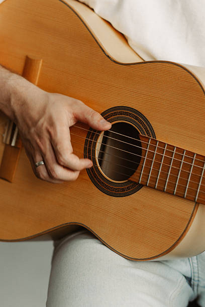 istock Close-up of a person's hands playing an acoustic guitar 2215879649