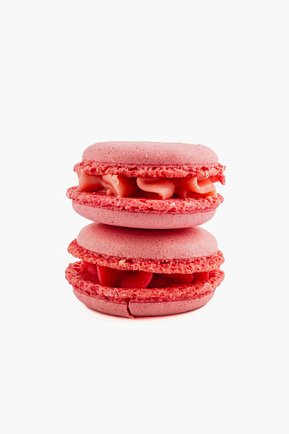istock Red macarons stacked gracefully on top of each other 2215883277