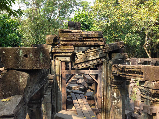 Siem Reap, Cambodia- February 2, 2014: Angkor Wat is a temple complex in the province of Siem Reap, Cambodia originally dedicated to the Hindu god Vishnu in the 12th century CE. It is among the largest religious buildings ever created. Its name means \