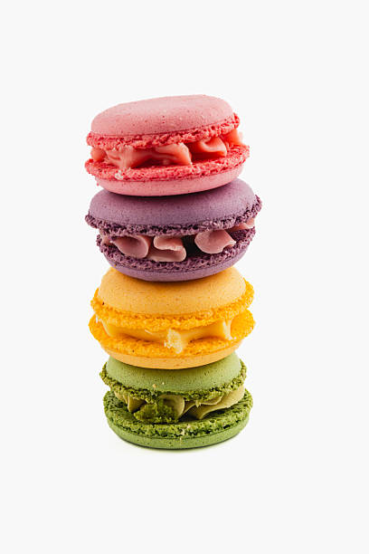 Colorful macarons stacked in a delightful arrangement