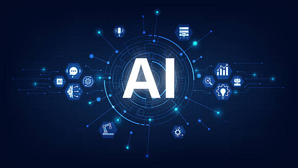istock Concept of Artificial Intelligence. AI text on a circuit board in futuristic background. AI technology icon, sign information, automation, big data, and deep learning. Vector illustration. 2215897663