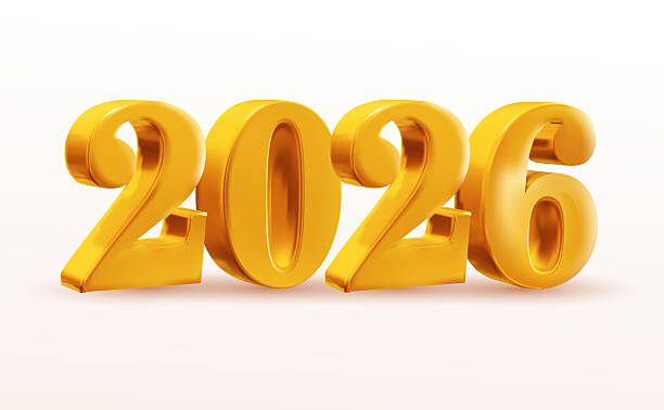 istock 2026 golden bold 3d realistic vector numbers. Luxury design object for New Year greeting cards, poster, advertising banners. Template metal numbers are bold and sleek. 3D element isolated on white. 2215897984