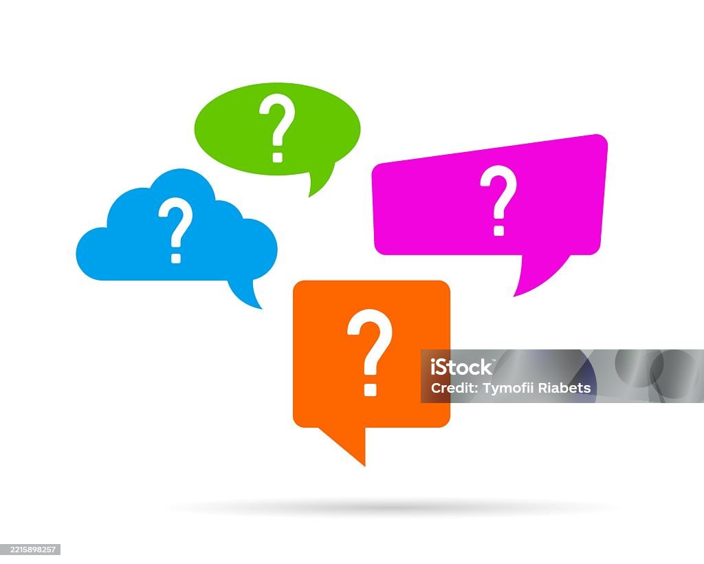 Questions Bobbles Colorful Speech Bubbles With Question Marks In Various Shapes On White ...