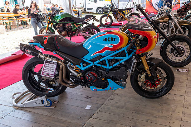 Biker Fest, Lignano Sabbiadoro, Italy - May 18, 2025: Ducati elaborated motorbike
