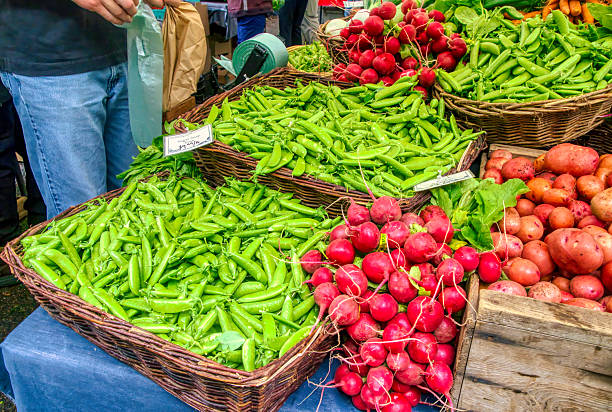 Farmer's market peas radish and potatoes