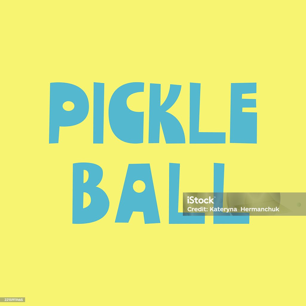 Pickleball Cursive Pickleball Text Graphic On Yellow Background Pickle Ball Text On A ...