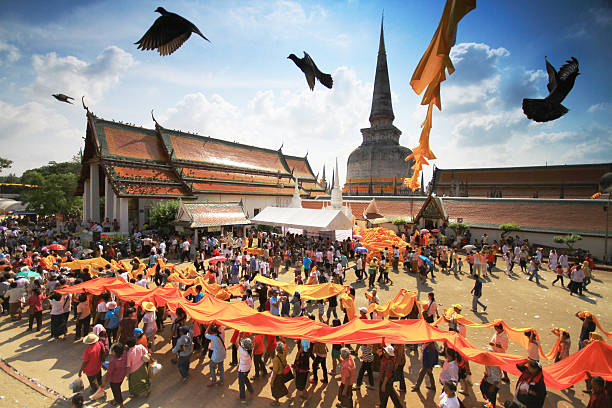 Nakhon Si Thammarat, Thailand - February 18, 2011: International Makha Puja Parade of Hae Pha Khuen That Festival at Nakhon Si Thammarat