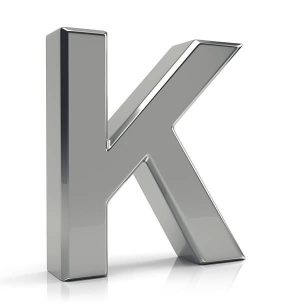 3D silver letter K isolated on white background