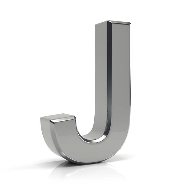 3D silver letter J isolated on white background