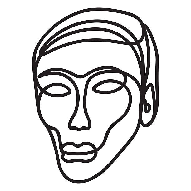 Human face sketched with a single line. Human face sketched with a single line - black on white picasso cubist stock illustrations