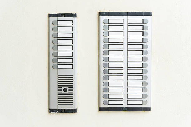 Closeup on white wall background. Contemporary communication device.