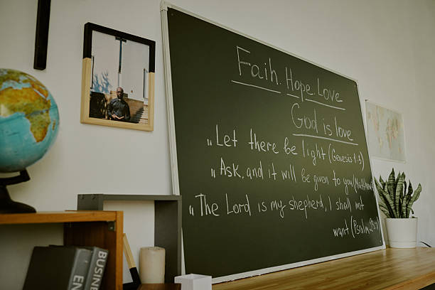 istock Blackboard with Inspirational Religious Quotes on Display 2215935442