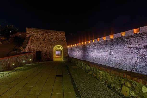 istock Panoramic view of Ceuta's Royal Walls lit up at night 2215938390