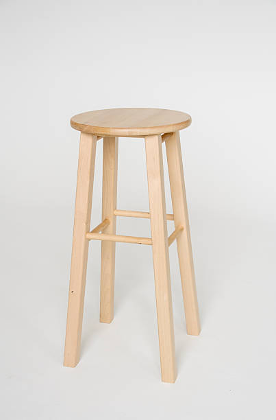 istock wooden beige high stool on white background, isolate 2215944819