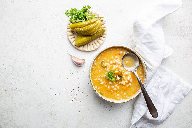 Soup with pickled cucumbers