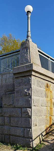 istock Antique lantern on a granite support. Fragment of the bridge. 2215947779