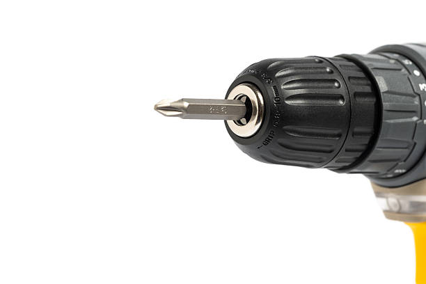 istock Cartridge cordless screwdriver with an inserted cross head, highlighted on white background. 2215952483