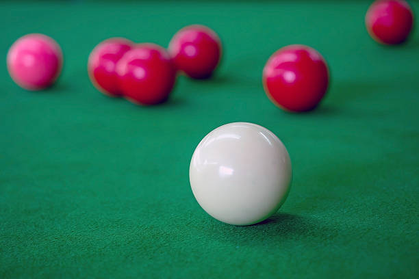 Tight rack of billiards or pool balls.