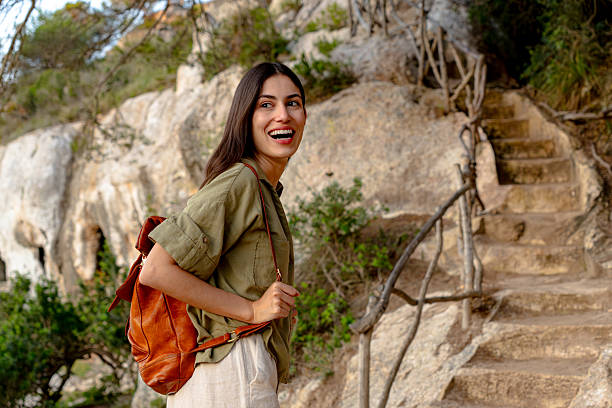 istock Tourist exploring ancient ruins enjoying summer vacation 2215958233