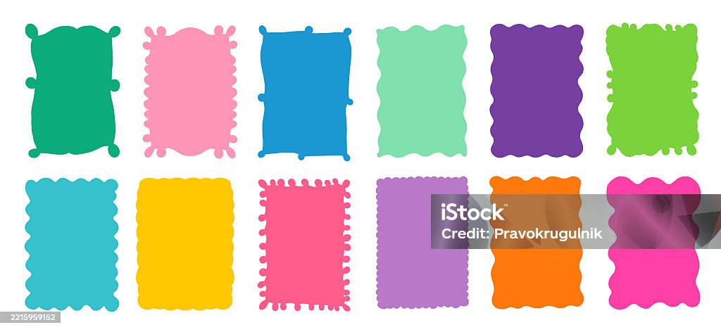 Funky Rectangular Border Colorful Vector Wavy Text Box Frames Border Funky Rectangular Organic ...