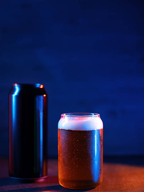 istock Cold beer glass on dark blue background 2215959692