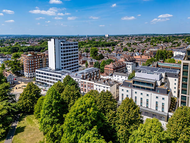 istock Tower blocks line Southampton city centre park 2215961478