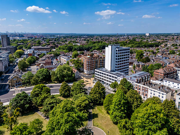 istock Tower blocks line Southampton city centre park 2215961612
