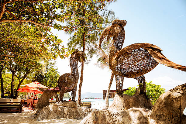Coral Beach, Thailand - February 27, 2025: Rustic scenery along Coral Beach on Coral Island in Thailand